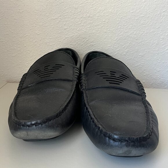 Emporio Armani Men\'s Black Leather Driver Loafers Shoes Size 8 main image 11
